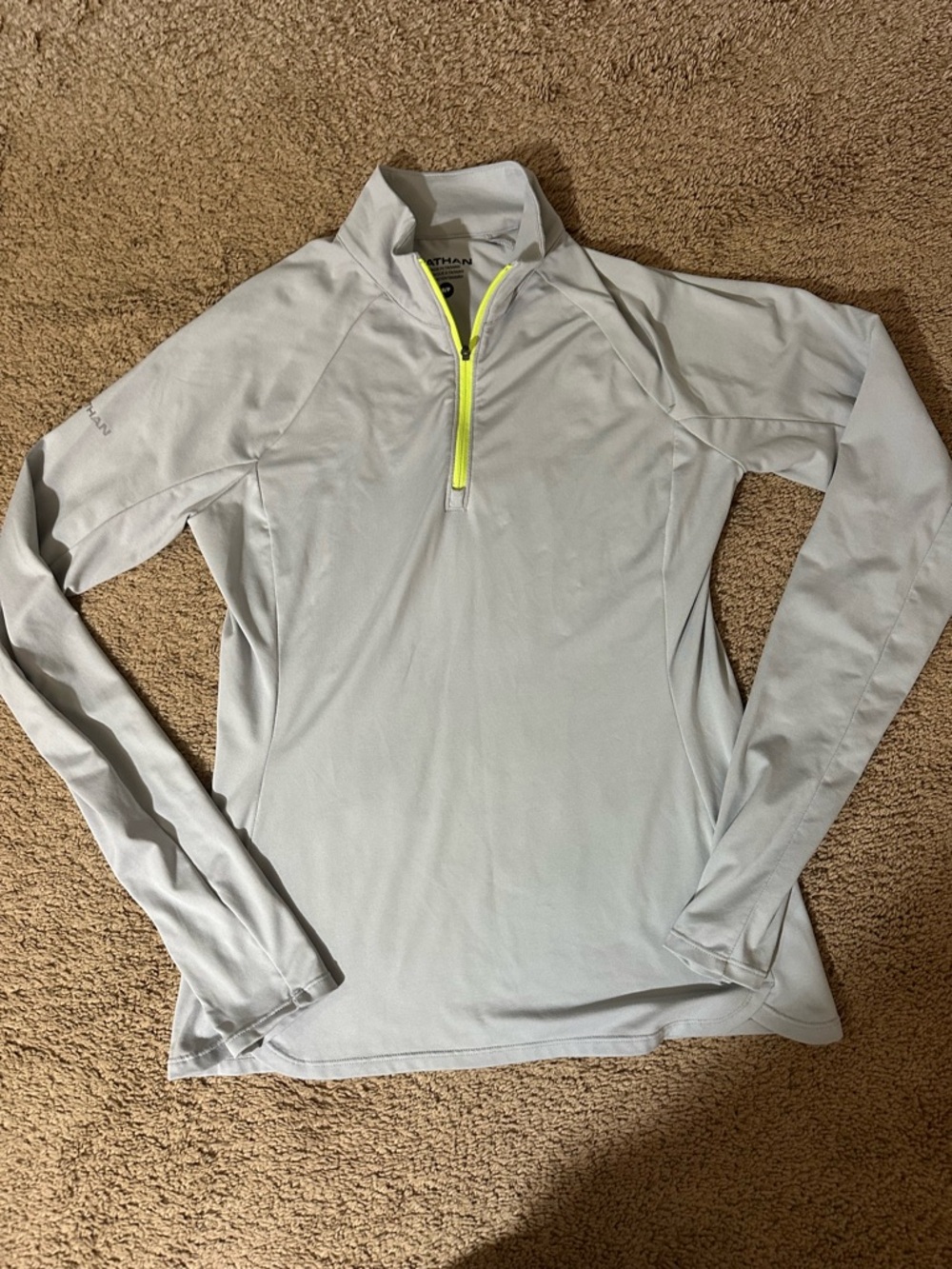 Nathan Women's Tempo 1/4 Zip Long Sleeve Size Small Grey Running Shirt